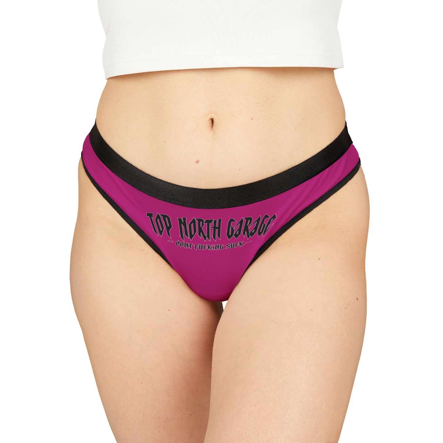 Women's Thong Panties — 'Top North Garage' Hot Pink Graphic Underwear