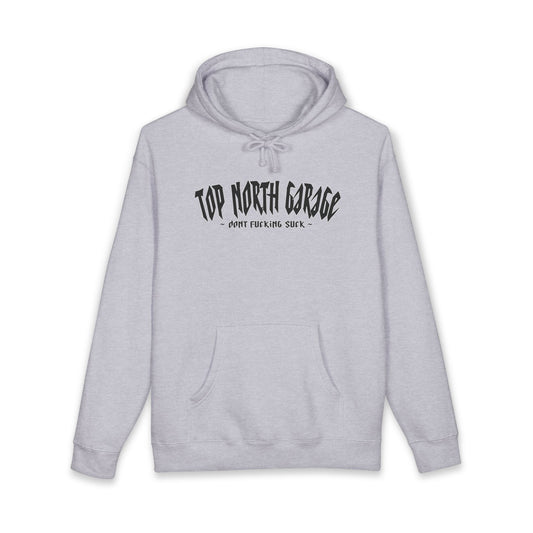 Garage Crewneck Hoodie — "Top North Garage" Vintage Mechanic Pullover