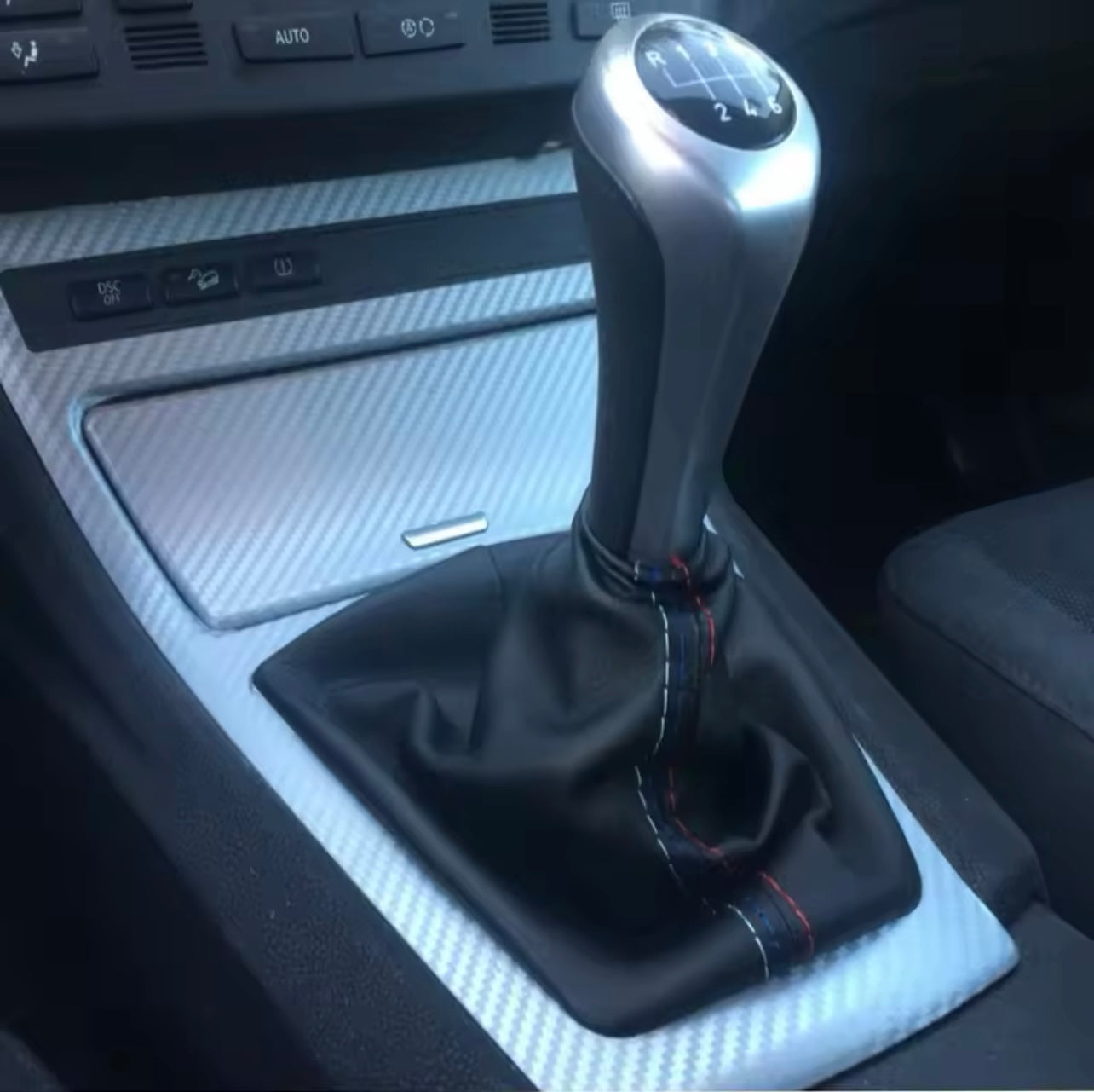Bmw colored stitch leather shift boot with handbrake boot