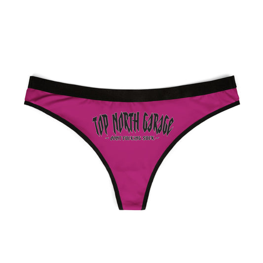 Women's Thong Panties — 'Top North Garage' Hot Pink Graphic Underwear